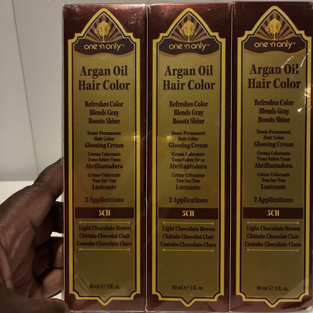 One’N Only Argan Oil Demi-Permanent Hair Color 5CH Light Chocolate Brown- 3 Pack